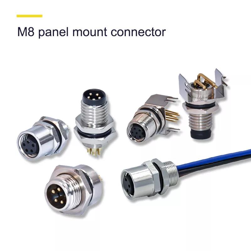 Conector m5 m8 m12 m16 m23 2 3 4 5 6 8 12 17 pinos IP68 à prova d\'água de montagem em painel adaptador de fio de molde conector